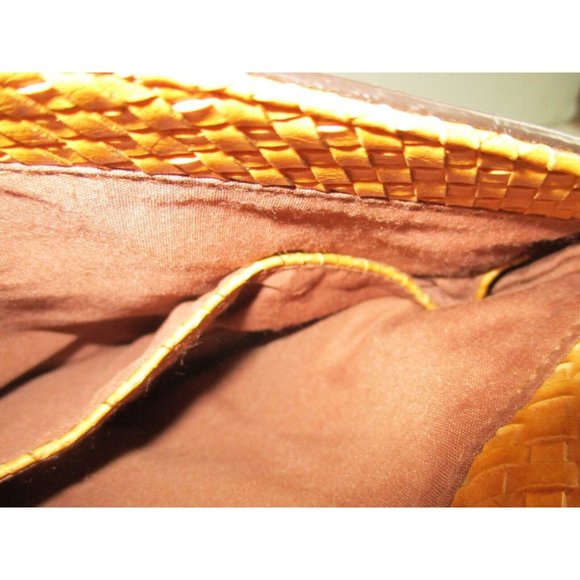 *RETRO Burnt Orange SR2 Woven Tortoise Shell Plastic Turn Key Closure Cross Body - Picture 5 of 7